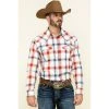 Buy ???? Cody James Men's Prairie Large Plaid Long Sleeve Western ???? Shirt White ????