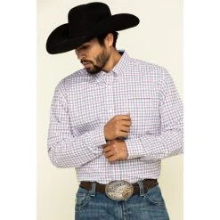 Best Pirce ???? Cody James Core Men's Patriot Small Plaid Long Sleeve Western ???? Shirt - Big White ❤️