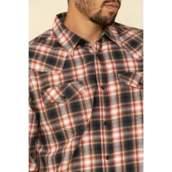 Budget ❤️ Cody James Men's Spruce Plaid Long Sleeve Western Flannel ???? Shirt - Tall Black/red ???? -Cody James -shop unnamed file 3955