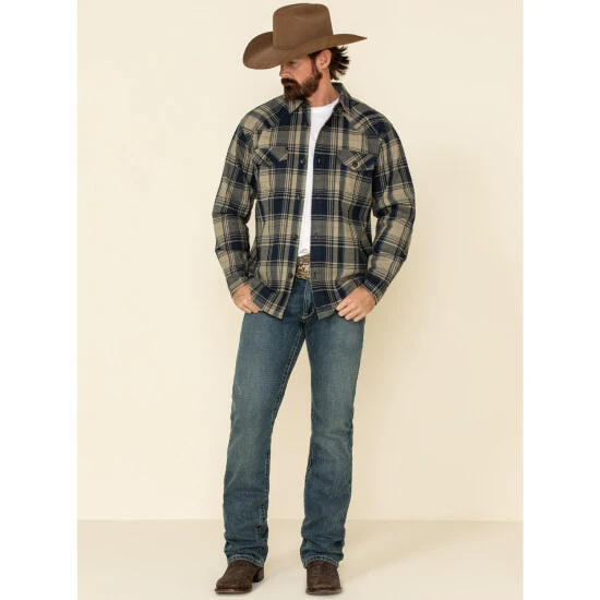 Budget ???? Cody James Men's Bogus Large Bonded Plaid Long Sleeve Western Flannel ???? Shirt Tan ⭐ 2 Budget ???? Cody James Men's Bogus Large Bonded Plaid Long Sleeve Western Flannel ???? Shirt Tan ⭐ - Image 2
