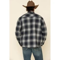 Wholesale ???? Cody James Men's Evergreen Large Ombre Plaid Long Sleeve Western Flannel ???? Shirt Navy ???? -Cody James -shop unnamed file 3969