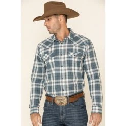 Buy ✔️ Cody James Men's Static Large Plaid Long Sleeve Western ???? Shirt Cream/blue ????