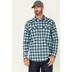 Cheap ???? Cody James Men's FR Teal Plaid Long Sleeve Work ???? Shirt ????