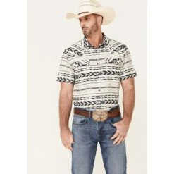 Promo ???? Cody James Men's Chute Aztec Dobby Print Short Sleeve Snap Western ???? Shirt - Big White ????
