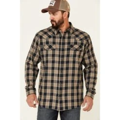 Promo ✔️ Cody James Men's Plow Large Plaid Long Sleeve Snap Western Flannel ???? Shirt Olive ????