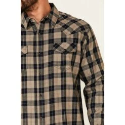 Promo ✔️ Cody James Men's Plow Large Plaid Long Sleeve Snap Western Flannel ???? Shirt Olive ???? -Cody James -shop unnamed file 4026