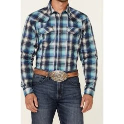 Coupon ???? Cody James Men's Mission Large Plaid Long Sleeve Snap Western ???? Shirt - Big & Tall Blue ⭐ -Cody James -shop unnamed file 4038