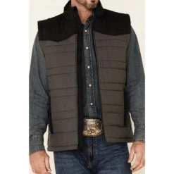 Discount ???? Cody James Men's Charcoal Adobe Nylon Color-Block Zip-Front Puffer Vest ???? -Cody James -shop unnamed file 4082