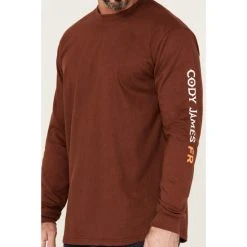Brand new ???? Cody James Men's FR Wine Logo Long Sleeve Work T-Shirt - Tall Mahogany ???? -Cody James -shop unnamed file 4134