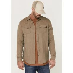 Flash Sale ???? Cody James Men's FR Solid Heather Lightweight Inherent Long Sleeve Snap Work ???? Shirt - Tall Beige/khaki ????