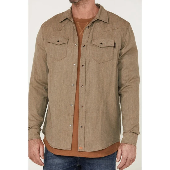 Flash Sale ???? Cody James Men's FR Solid Heather Lightweight Inherent Long Sleeve Snap Work ???? Shirt - Tall Beige/khaki ???? 3 Flash Sale ???? Cody James Men's FR Solid Heather Lightweight Inherent Long Sleeve Snap Work ???? Shirt - Tall Beige/khaki ???? - Image 3