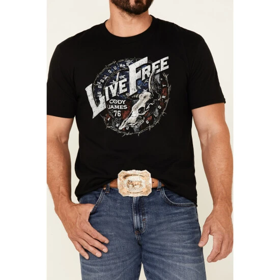 Hot Sale ⌛ Cody James Men's Live Free Barb Wire Circle Graphic Short Sleeve T-Shirt Black ???? 3 Hot Sale ⌛ Cody James Men's Live Free Barb Wire Circle Graphic Short Sleeve T-Shirt Black ???? - Image 3