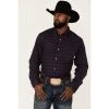 Hot Sale ???? Cody James Core Brutus Dobby Geo Print Long Sleeve Button Down Western ???? Shirt For Men Navy ????