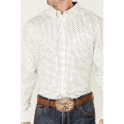 Cheap ???? Cody James Core Men's Old Soul Mini Geo Print Long Sleeve Button-Down Western ???? Shirt White ???? -Cody James -shop unnamed file 4180