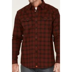 Cheap ???? Cody James Men's FR Plaid Long Sleeve Snap Work ???? Shirt Dark Red ???? -Cody James -shop unnamed file 4192