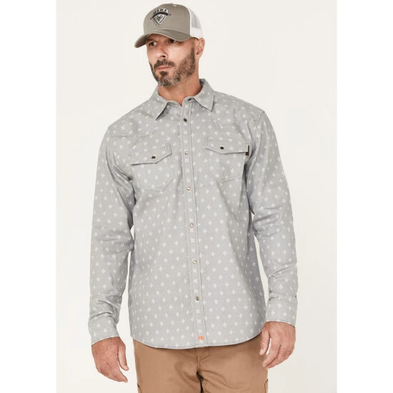 Best Pirce ???? Cody James Men's FR Spaced Diamond Print Long Sleeve Snap Work ???? Shirt - Big Grey ❤️ 1 Best Pirce ???? Cody James Men's FR Spaced Diamond Print Long Sleeve Snap Work ???? Shirt - Big Grey ❤️