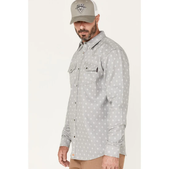 Best Pirce ???? Cody James Men's FR Spaced Diamond Print Long Sleeve Snap Work ???? Shirt - Big Grey ❤️ 2 Best Pirce ???? Cody James Men's FR Spaced Diamond Print Long Sleeve Snap Work ???? Shirt - Big Grey ❤️ - Image 2