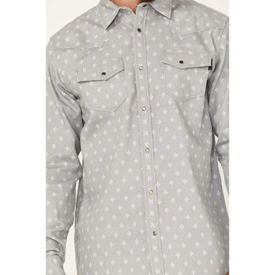 Best Pirce ???? Cody James Men's FR Spaced Diamond Print Long Sleeve Snap Work ???? Shirt - Big Grey ❤️ 3 Best Pirce ???? Cody James Men's FR Spaced Diamond Print Long Sleeve Snap Work ???? Shirt - Big Grey ❤️ - Image 3