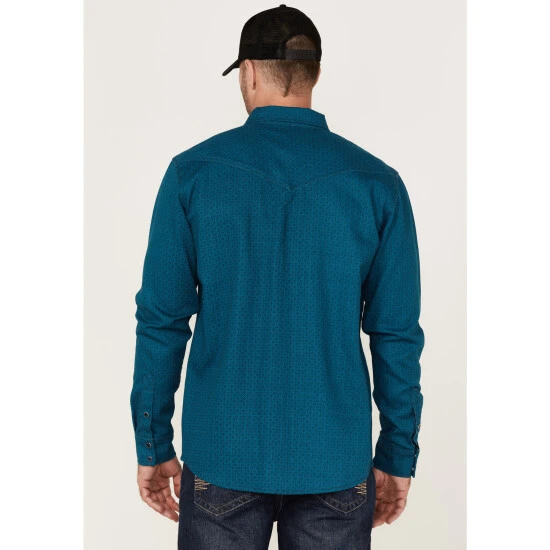Outlet ???? Cody James Men's FR Geo Print Long Sleeve Snap Work ???? Shirt Blue ✨ 4 Outlet ???? Cody James Men's FR Geo Print Long Sleeve Snap Work ???? Shirt Blue ✨ - Image 4