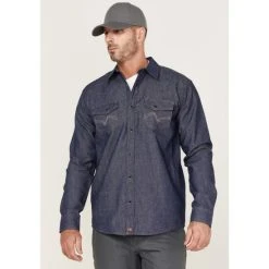 Outlet ⭐ Cody James Men's FR Denim Mount Vernon Long Sleeve Snap Work ???? Shirt Indigo ????