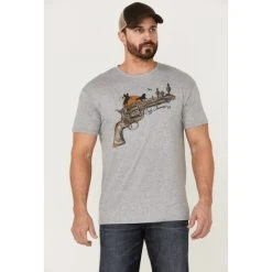 Flash Sale ???? Cody James Men's Gun Scene Graphic Charcoal T-Shirt Grey ????