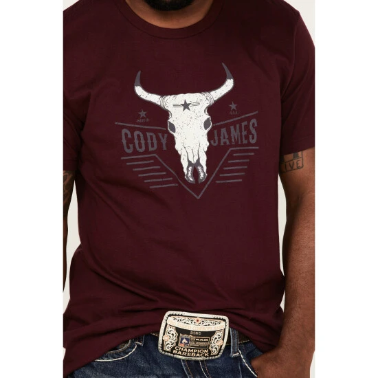 Promo ???? Cody James Men's Texas Coast Skull Logo Graphic Short Sleeve T-Shirt Burgundy ???? 3 Promo ???? Cody James Men's Texas Coast Skull Logo Graphic Short Sleeve T-Shirt Burgundy ???? - Image 3