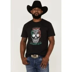 Discount ???? Cody James Men's Viva Mexico Muertos Skull Graphic Short Sleeve T-Shirt Black ????