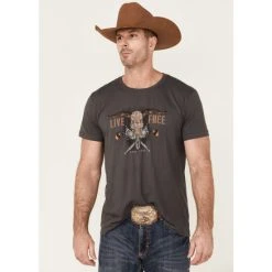Hot Sale ???? Cody James Men's Charcoal Live Free Graphic Short Sleeve T-Shirt ✨