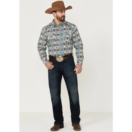 Cheap ???? Cody James Men's Great Plains Southwestern Print Long Sleeve Snap Western ???? Shirt Turquoise ???? 2 Cheap ???? Cody James Men's Great Plains Southwestern Print Long Sleeve Snap Western ???? Shirt Turquoise ???? - Image 2