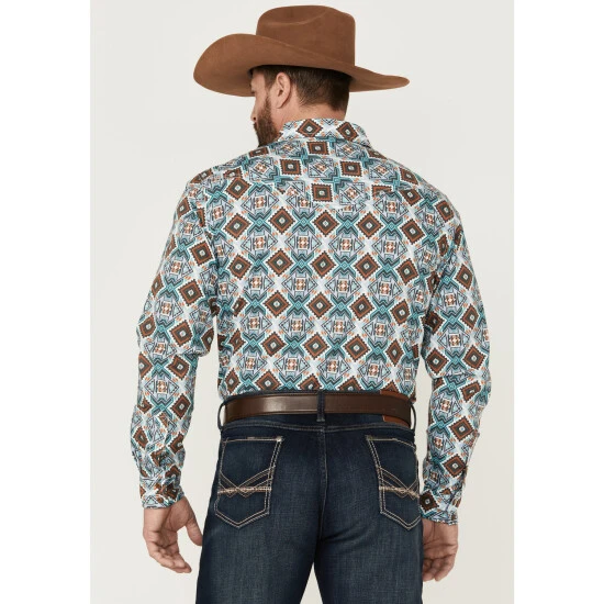 Cheap ???? Cody James Men's Great Plains Southwestern Print Long Sleeve Snap Western ???? Shirt Turquoise ???? 4 Cheap ???? Cody James Men's Great Plains Southwestern Print Long Sleeve Snap Western ???? Shirt Turquoise ???? - Image 4