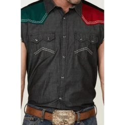 Brand new ???? Cody James Men's Mexico Flag Eagle Bubba Sleeveless Snap Western ???? Shirt Charcoal ???? -Cody James -shop unnamed file 4304