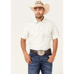 Promo ???? Cody James Men's Liberty Hill Floral Print Short Sleeve Snap Western ???? Shirt Cream ????