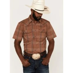 Best Sale ???? Cody James Men's Easl End Large Plaid Short Sleeve Snap Western ???? Shirt Brown ????