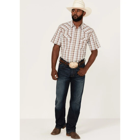 Budget ✔️ Cody James Men's Mount Vernon Small Plaid Short Sleeve Snap Western ???? Shirt Brown/blue ???? 2 Budget ✔️ Cody James Men's Mount Vernon Small Plaid Short Sleeve Snap Western ???? Shirt Brown/blue ???? - Image 2