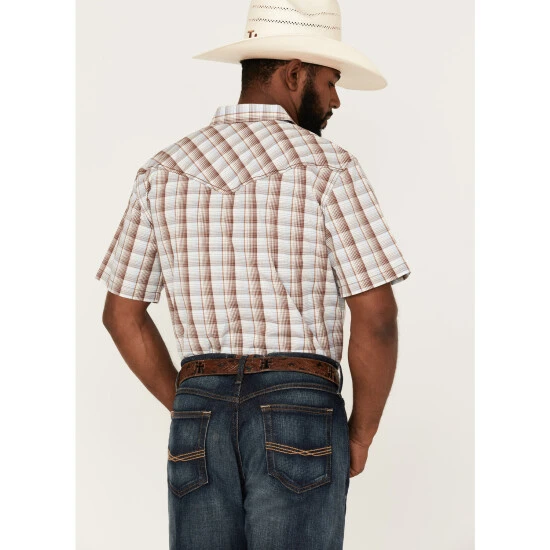 Budget ✔️ Cody James Men's Mount Vernon Small Plaid Short Sleeve Snap Western ???? Shirt Brown/blue ???? 4 Budget ✔️ Cody James Men's Mount Vernon Small Plaid Short Sleeve Snap Western ???? Shirt Brown/blue ???? - Image 4