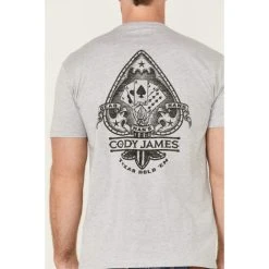 Budget ???? Cody James Men's Heather Grey Dead Mans Ace Graphic Short Sleeve T-Shirt ???? -Cody James -shop unnamed file 4336
