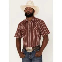 Budget ???? Cody James Men's Guerrero Stripe Snap Western ???? Shirt Burgundy ????
