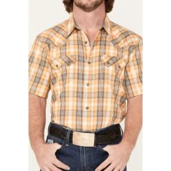 Coupon ???? Cody James Men's Charro Large Plaid Snap Western ???? Shirt Gold ???? -Cody James -shop unnamed file 4380
