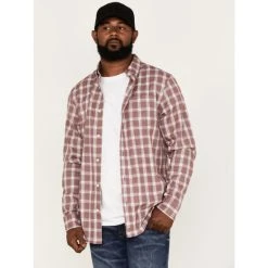 New ???? Cody James Men's Montana Plaid Print Long Sleeve Button-Down ???? Shirt Burgundy ⭐