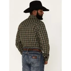Buy ⌛ Cody James Men's Douglas Fir Plaid Print Long Sleeve Snap Western ???? Shirt Green ???? -Cody James -shop unnamed file 4437