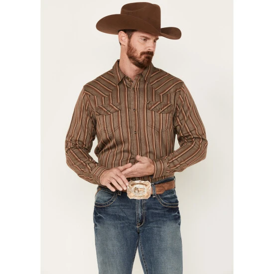 Cheap ???? Cody James Men's Railway Striped Long Sleeve Snap Western ???? Shirt Brown ⭐ 1 Cheap ???? Cody James Men's Railway Striped Long Sleeve Snap Western ???? Shirt Brown ⭐