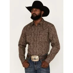 Best deal ???? Cody James Men's Linear Paisley Print Long Sleeve Snap Western ???? Shirt Brown ????