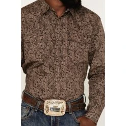 Best deal ???? Cody James Men's Linear Paisley Print Long Sleeve Snap Western ???? Shirt Brown ???? -Cody James -shop unnamed file 4456