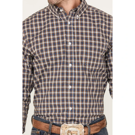 Hot Sale ???? Cody James Men's Wes Plaid Print Long Sleeve Button Down Stretch Western ???? Shirt Cream ???? 3 Hot Sale ???? Cody James Men's Wes Plaid Print Long Sleeve Button Down Stretch Western ???? Shirt Cream ???? - Image 3