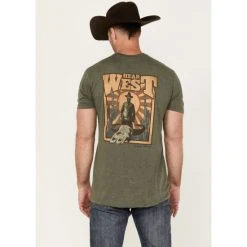 Promo ???? Cody James Men's Head West Short Sleeve Graphic T-Shirt Olive ????