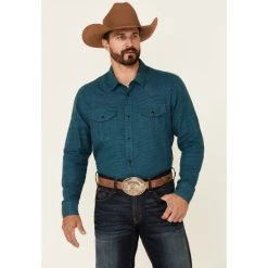Best Pirce ✨ Cody James Men's Ride On Solid Long Sleeve Snap Western ???? Shirt Turquoise ⌛