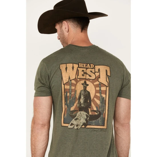Promo ???? Cody James Men's Head West Short Sleeve Graphic T-Shirt Olive ???? 4 Promo ???? Cody James Men's Head West Short Sleeve Graphic T-Shirt Olive ???? - Image 4