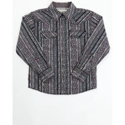 Best reviews of ???? Cody James Boys' Paisley Wallpaper Print Long Sleeve Snap Western ???? Shirt Purple ❤️