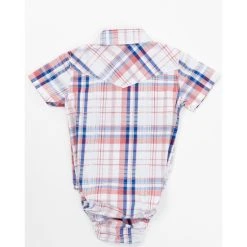 Promo ???? Cody James Infant-Boys' Plaid Print Short Sleeve Western Snap Onesie White ⭐ -Cody James -shop unnamed file 4612