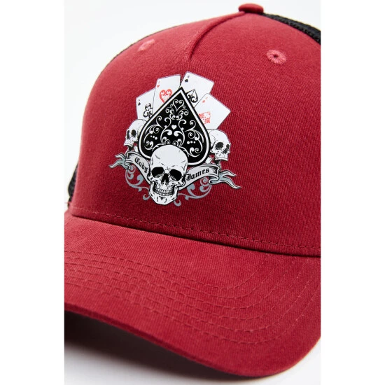 New ???? Cody James Men's Skull Cards Graphic Mesh-Back Ball Cap Red ⌛ 2 New ???? Cody James Men's Skull Cards Graphic Mesh-Back Ball Cap Red ⌛ - Image 2